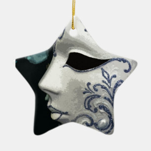 MASQUERADE 2 (blue) Ceramic Tree Decoration