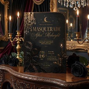 Masquerade After Midnight Halloween Party Holiday Card
