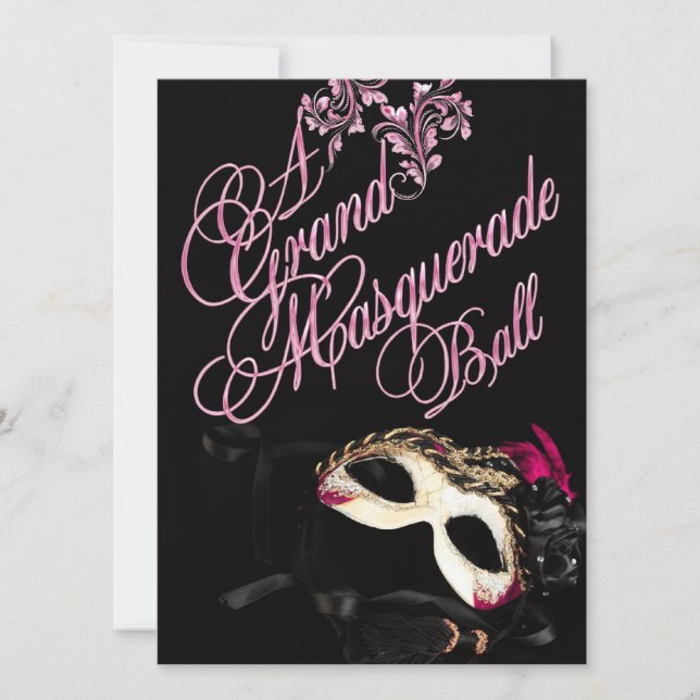 Masquerade Ball Birthday Invitation (Front)