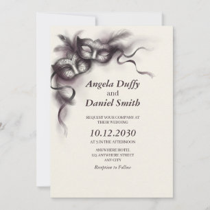 Masquerade Ball Charcoal Sketch Invitation