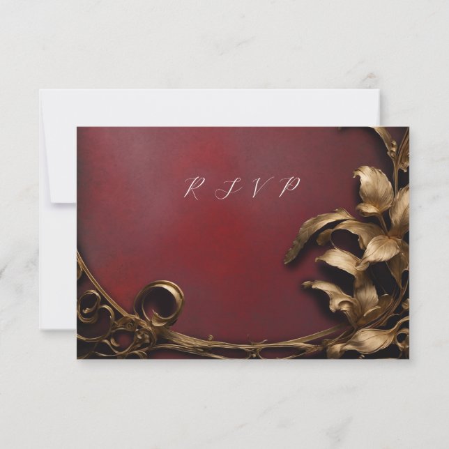 Masquerade ball gold and red rsvp (Back)