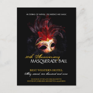 Masquerade Ball Invitation Postcard