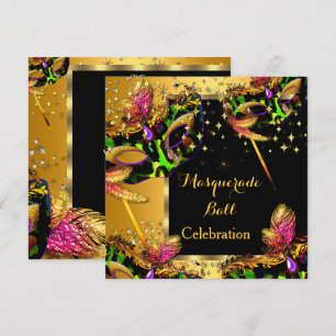 Masquerade Ball Masked Party Gold Celebration Invitation