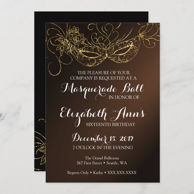 Masquerade Ball Party Invitation 5x7 (Front/Back)