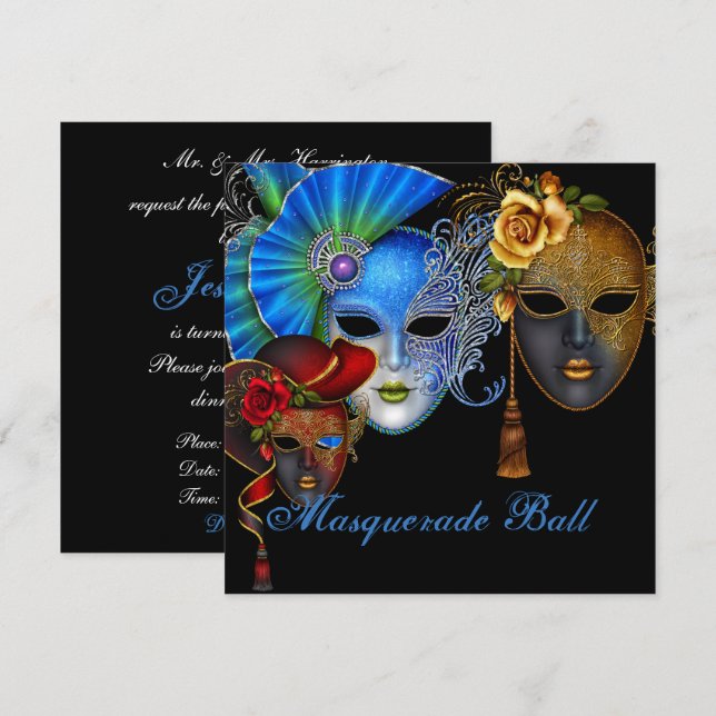 Masquerade Ball Sweet Sixteen Birthday Invitation (Front/Back)