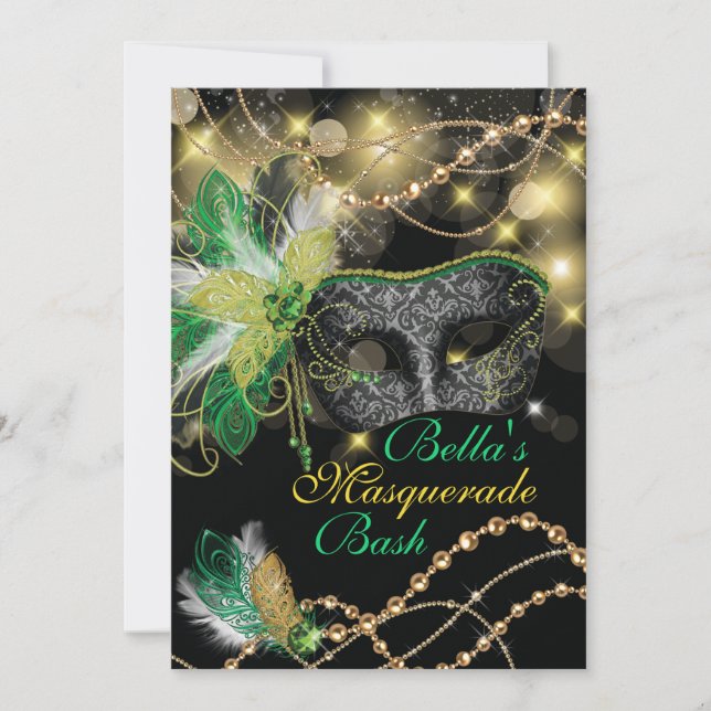 Masquerade Birthday Event Party Invitations (Front)