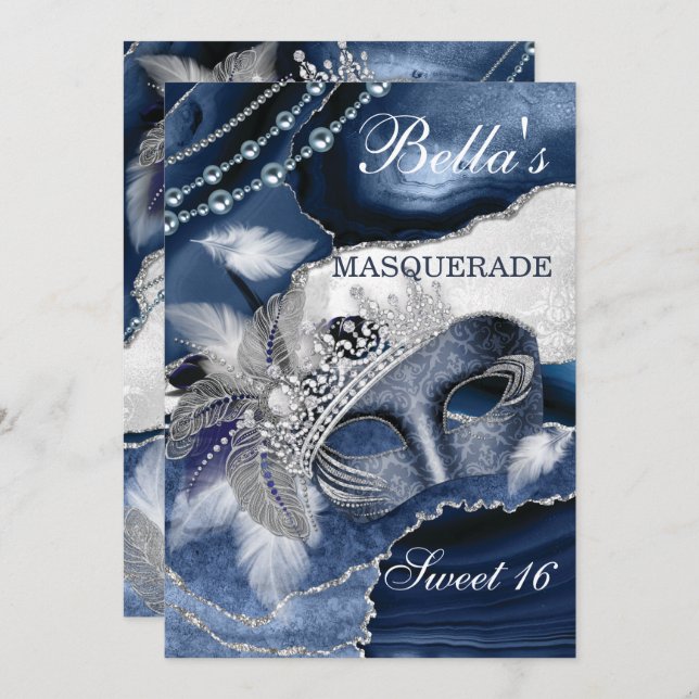 Masquerade Birthday Party Invitations (Front/Back)