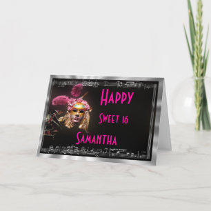 Masquerade birthday party thank you card
