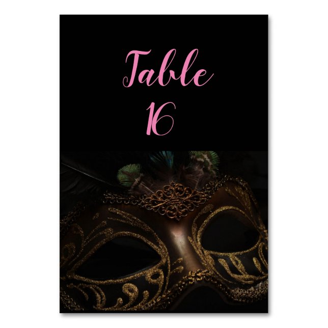Masquerade Black & Gold Elegant   Table Number (Front)