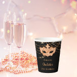 Masquerade black gold glitter birthday party  paper cups<br><div class="desc">For a glamourous 21st (or any age)masquerade themed birthday party. A stylish black background. Decorated with faux gold glitter,  light grid and a masquerade mask.  Personalise and add a date,  name and age 21</div>