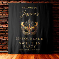 Masquerade Black Gold Sweet 16 Birthday Welcome