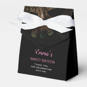 Masquerade Black Pink Sweet 16 Birthday Thank You Favour Box