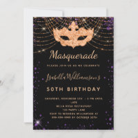 Masquerade black purple glitter dust birthday
