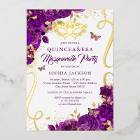 Masquerade Butterfly Gold Purple Quinceanera