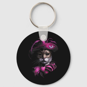 Masquerade Cat Feline Feisty Frolics Carnival Mard Key Ring