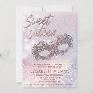 Masquerade charming sparkling glittery ombre invi invitation