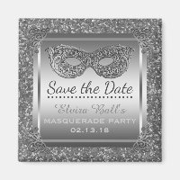 Masquerade Costume Party Save the Date Glam Silver