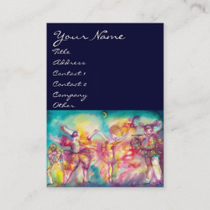 MASQUERADE /DANCE ,MUSIC bright blue red,pink Business Card