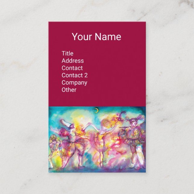 MASQUERADE Dance Music ,Theatre Artist, Purple Business Card (Front)