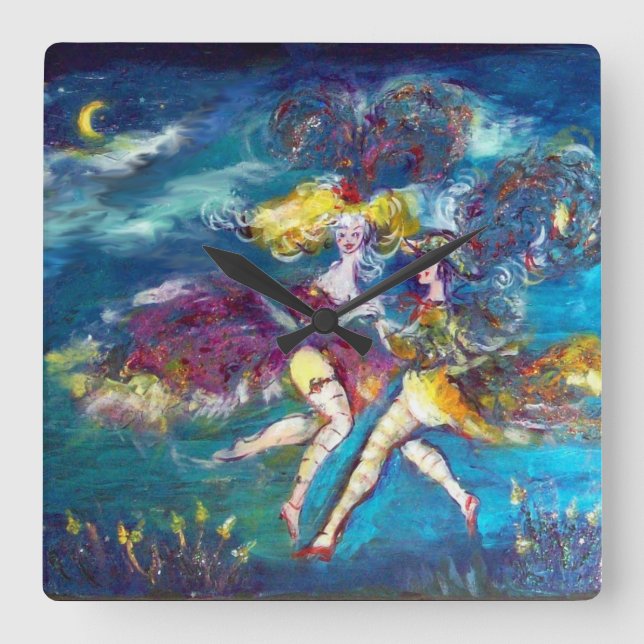 MASQUERADE DANCING AND MUSIC IN THE NIGHT SQUARE WALL CLOCK (Front)