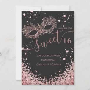  Masquerade diamond luxury rose gold sweet 16  Inv Invitation