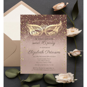 Masquerade  Diamonds Glitter Sweet 16 Invitation 