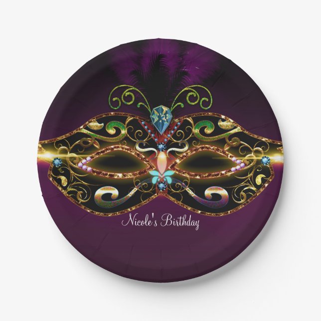 Masquerade Elegant Costume Birthday Party Plates (Front)