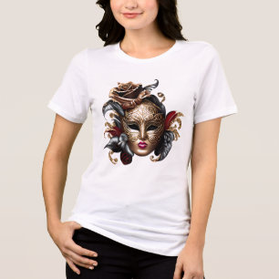 Masquerade eye mask blue bronze red black chic Tri-Blend shirt