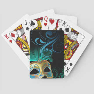 Masquerade Flourish Verdigris turquoise | gold Playing Cards
