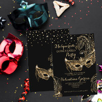 Masquerade glitter quinceanera mask invite