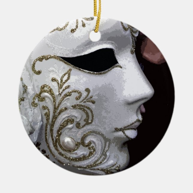 MASQUERADE (GOLD) CERAMIC TREE DECORATION (Front)