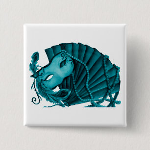 Masquerade in Teal Button