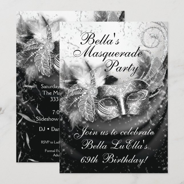 Masquerade Mardi Gras Party Invitation (Front/Back)
