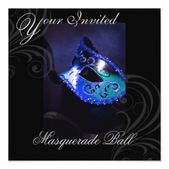 Masquerade Mask Blue Halloween Party Invitation