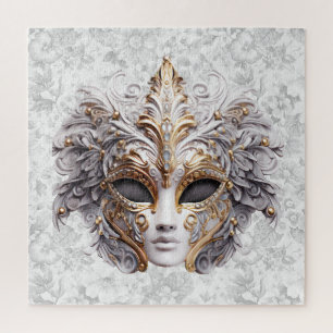 Masquerade Mask Colored in Grays Jigsaw Puzzle