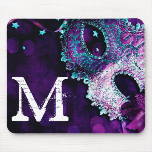 Masquerade Mask Costume Monogram Initial Mouse Pad