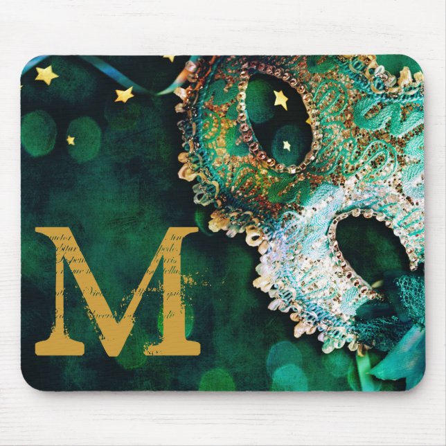 Masquerade Mask Costume Monogram Initial Mouse Pad (Front)
