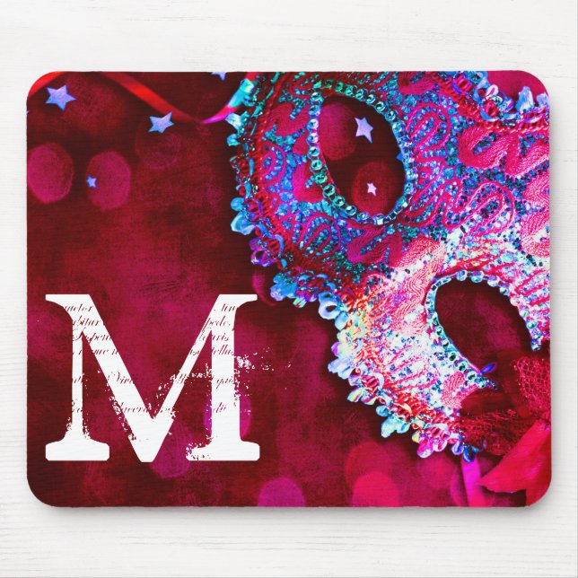 Masquerade Mask Costume Monogram Initial Mouse Pad (Front)