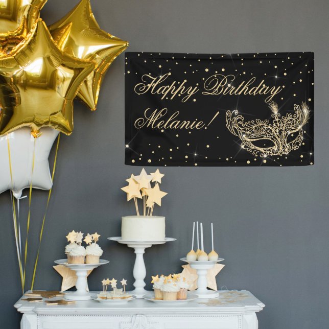 Masquerade mask elegant chic gold glitter sparkles banner (Masquerade mask elegant chic gold glitter sparkles banner)