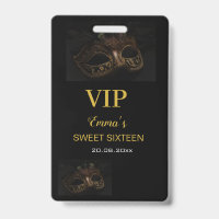 Masquerade Mask Elegant Gold Black Sweet 16 15 VIP