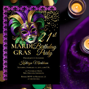 Masquerade Mask Mardi Gras 21st Birthday Party