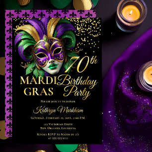 Masquerade Mask Mardi Gras 70th Birthday Party