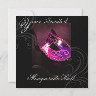 Masquerade Mask Pink Halloween Party Invitation