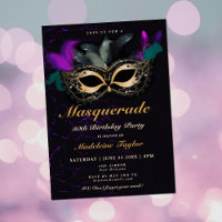 Masquerade Mask Pink Neon Black 30th Birthday