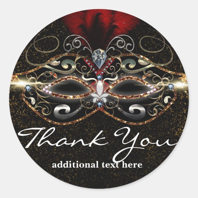 Masquerade Mask Red Elegant Party Favour Sticker (Front)