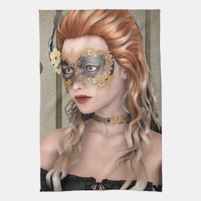 Masquerade Mask Tea Towel (Vertical)