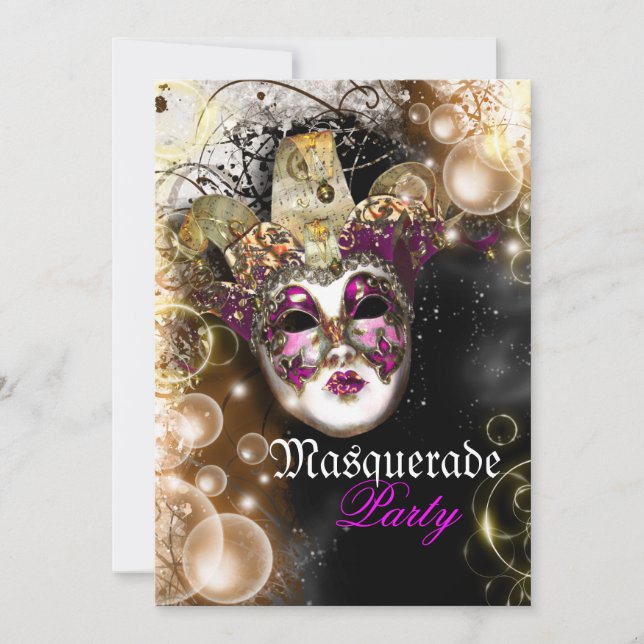 Masquerade mask venetian mardi gras party invitation (Front)