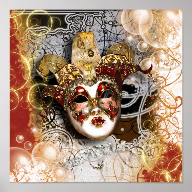 Masquerade mask venetian mardi gras party poster (Front)