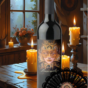 Masquerade mask Victorian elegant gothic Wine Label