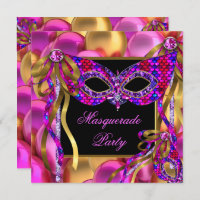Masquerade Masks Pink Purple Blue Birthday